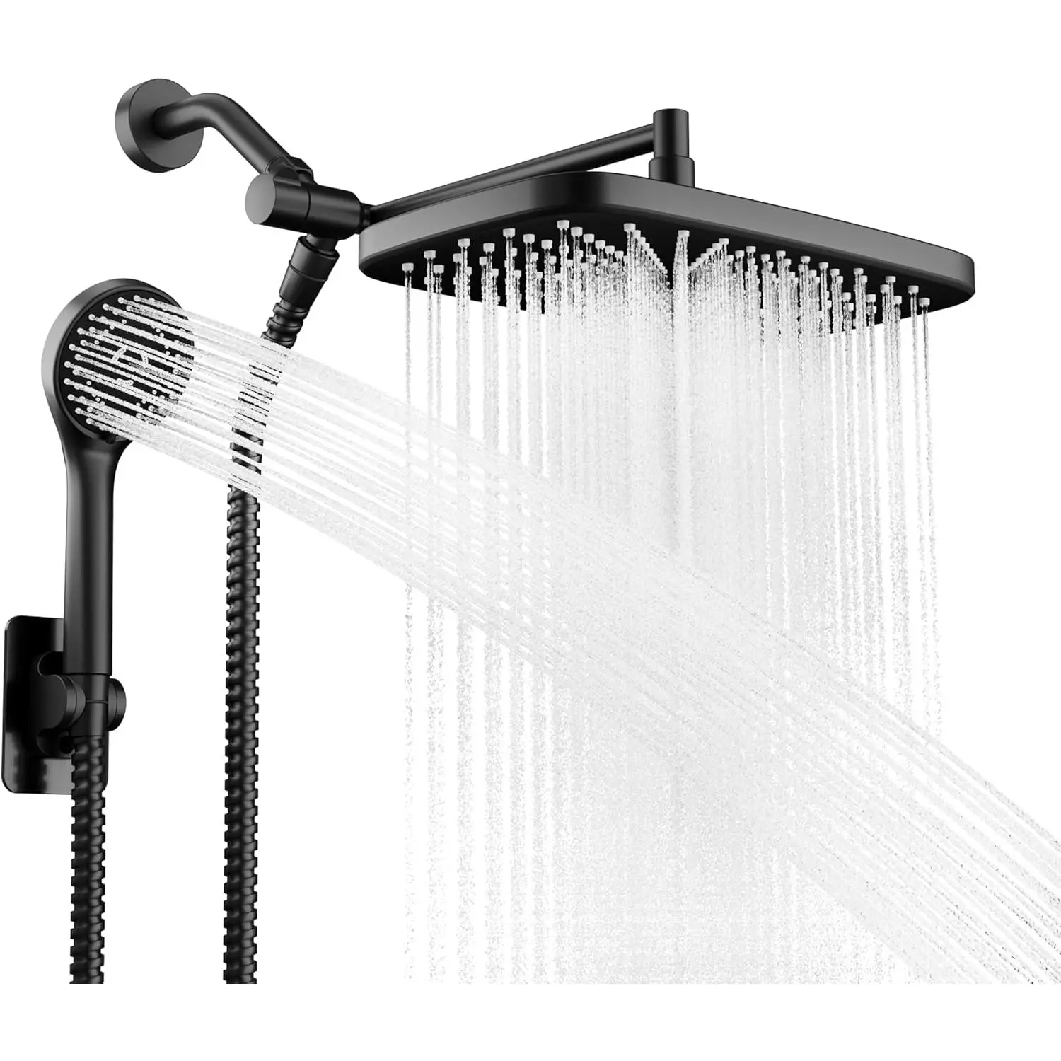 Black Rain Shower  with Handheld Shower , 5  Modes | High-  Shower Combo, Multi- Handheld, 11-Inch Metal Extension Arm, Detachable Design for Easy, Flexible Use