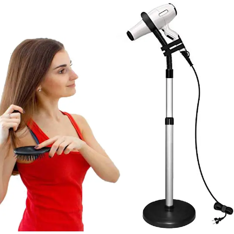 Hair Dryer Stand, 360 Degree Rotating Lazy Hair Dryer Stand Hand Free With Heavy Base, Hands-Free Blow Dryer Holder Countertop, Adjustable Height Countertop Stand