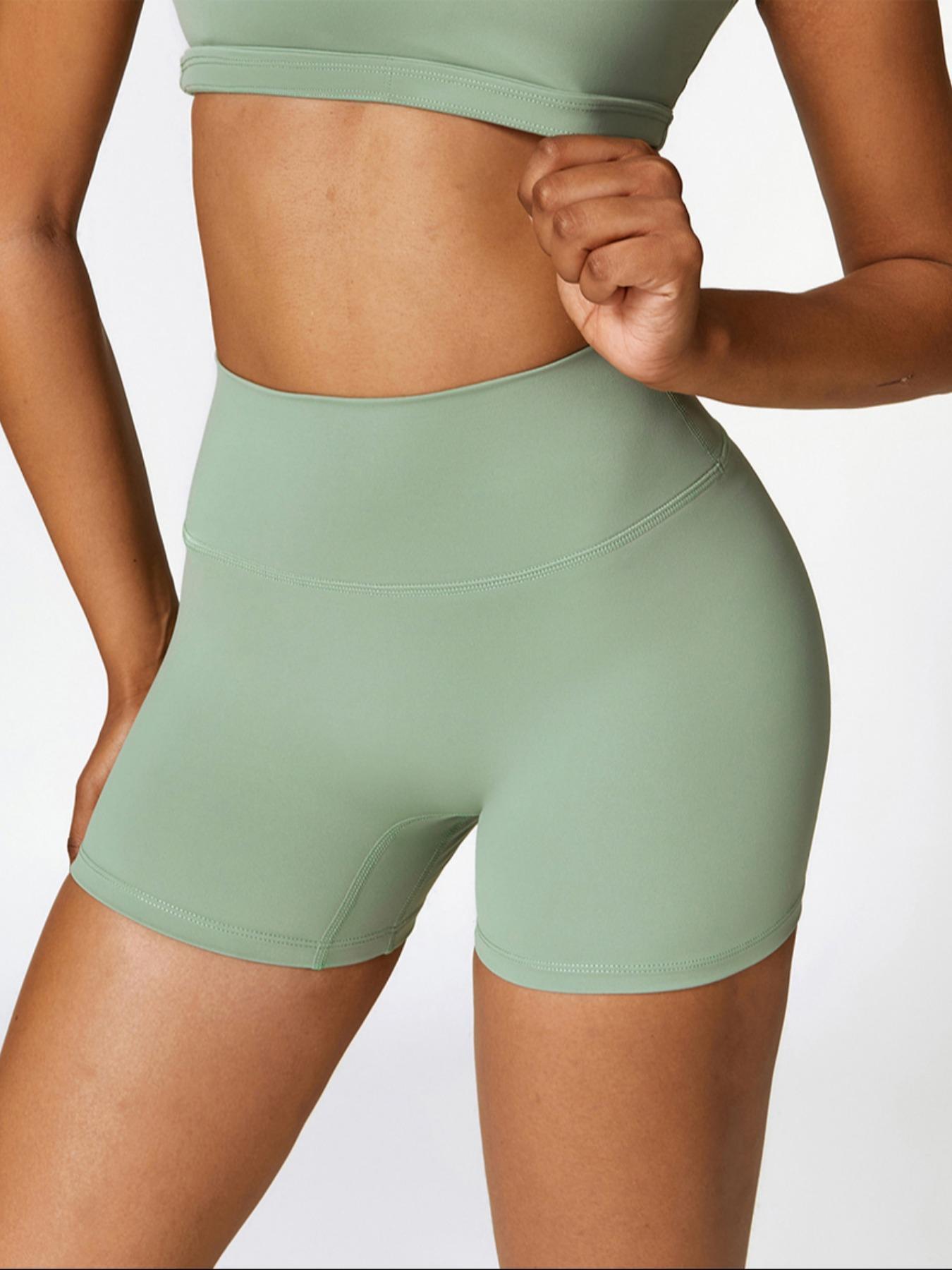 Women's Solid High Waist Sports Shorts, Gym Shorts, Athletic Shorts, High Stretch Breathable Comfortable Quick Drying Skinny Shorts, Ladies Sportswear for Yoga Gym Workout Running, Tight Fitted Shorts