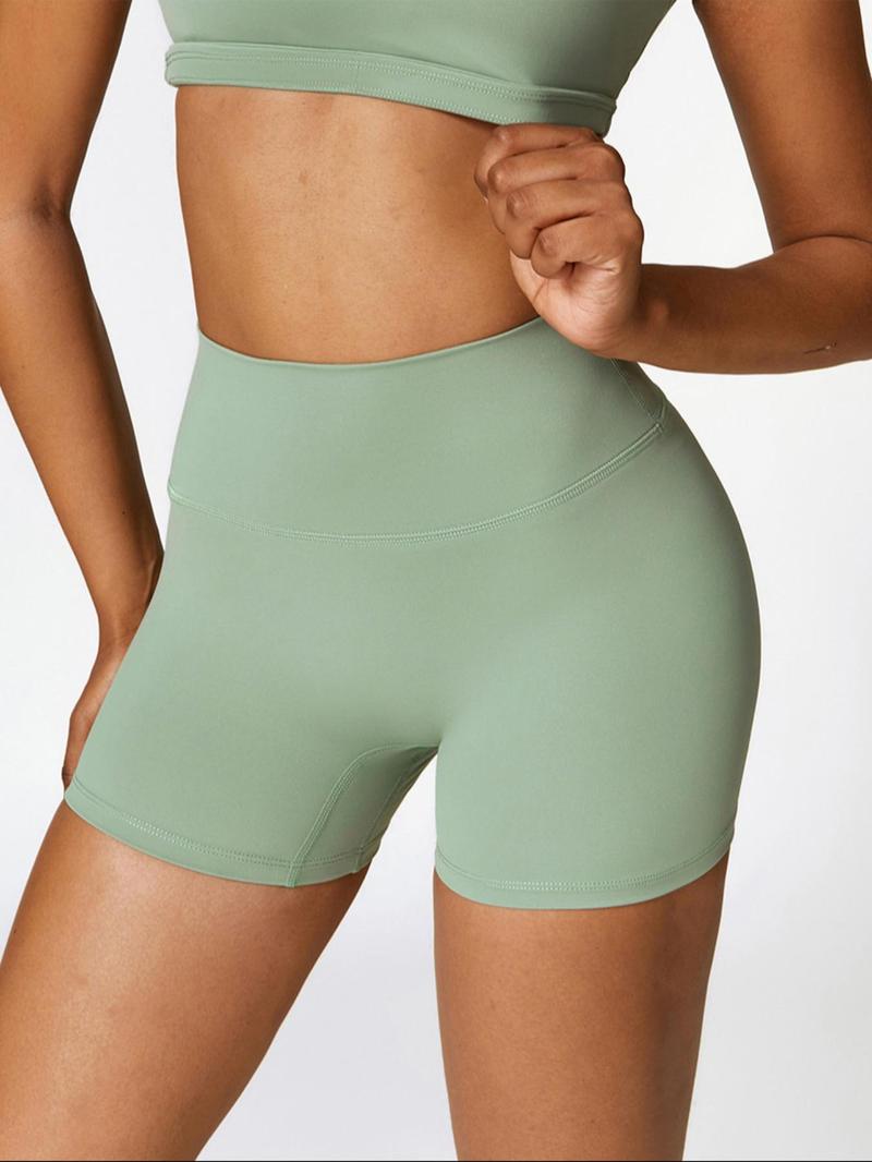 Women's Solid High Waist Sports Shorts, Gym Shorts, Athletic Shorts, High Stretch Breathable Comfortable Quick Drying Skinny Shorts, Ladies Sportswear for Yoga Gym Workout Running