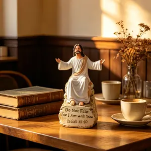 Religious Jesus Statue Figurine, Isaiah Bible Verse Resin Ornament, Desktop Decor, Christian Gift, Faith Memorial, Home Decoration