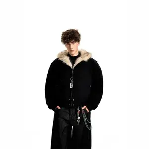 Y2k Fleece Lined Jacket New American Style Winter Couple Jacket Retro Hip Hop Streetwear Men Women Thick Cotton Padded Jacket