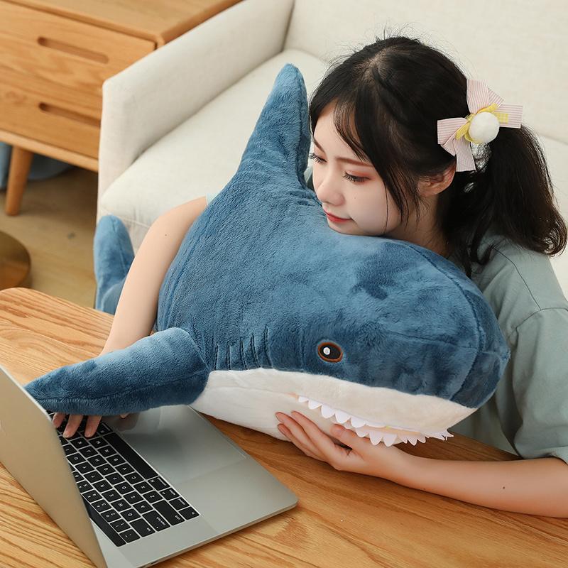 30-120CM Gaint Shark Whale Plush Pillow Gray Blue Pink Shark Stuffed Doll Warm Hug Pillow Cushion Toys Sofa Home Decoration