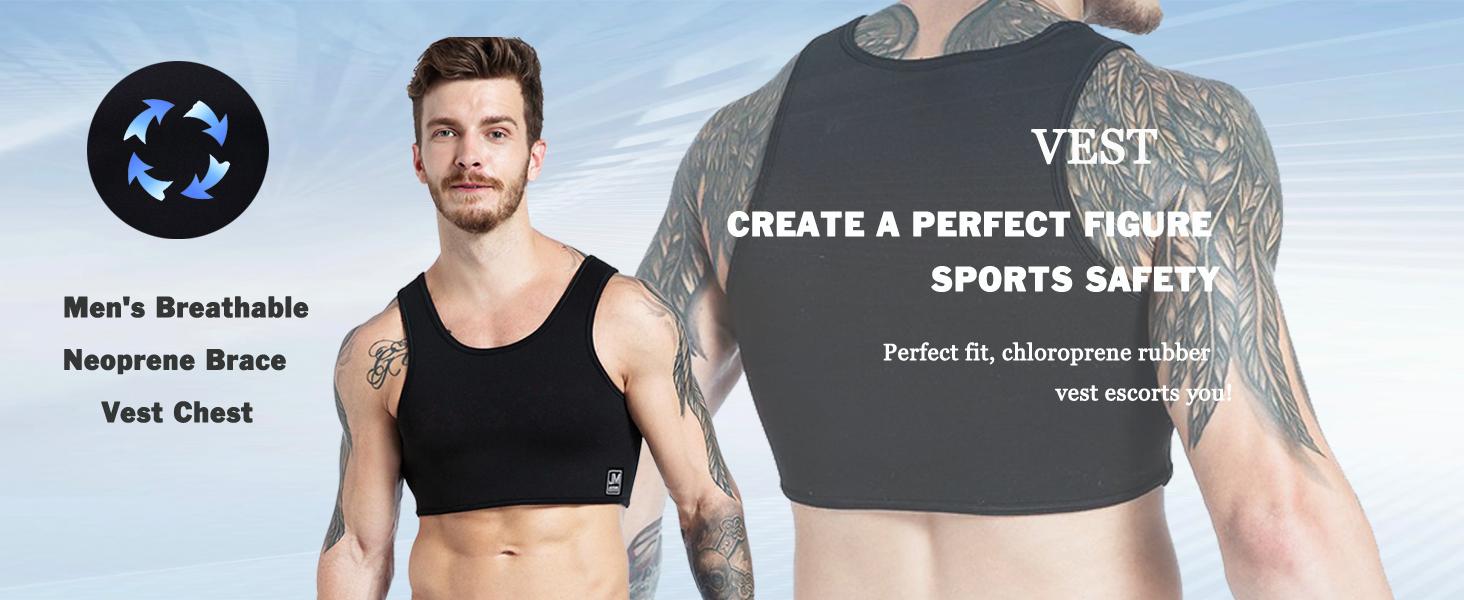 AGS JOCKMAIL Men's Neoprene Brace Vest Chest Support Strap Fitness Gym Sports Bra Vest Mens Chest Compression Vest