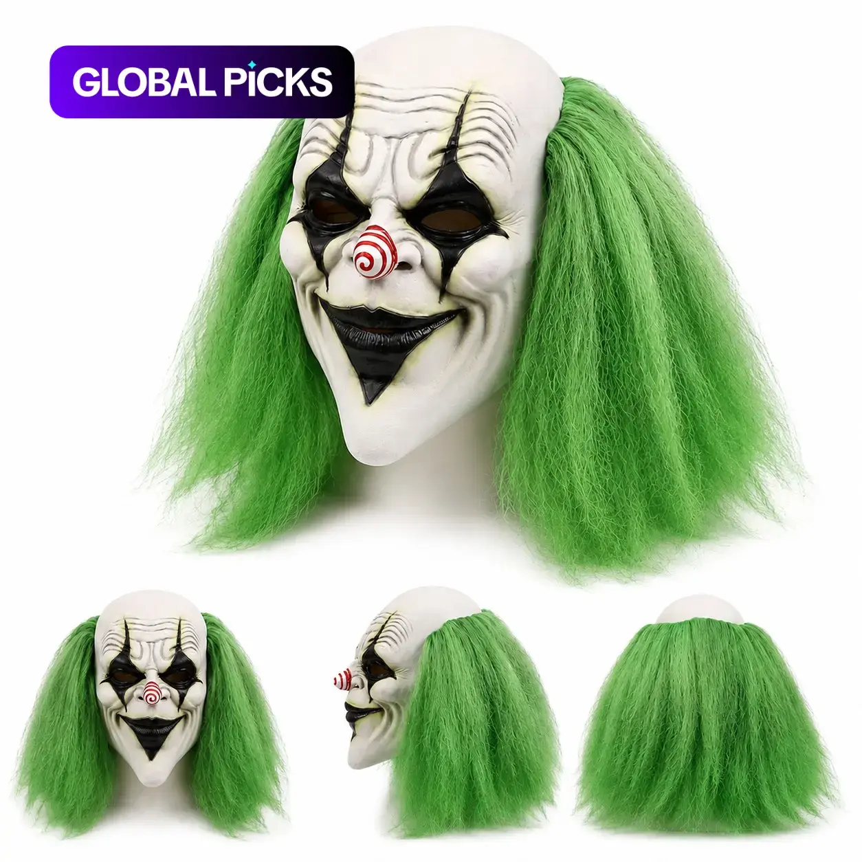 1pc Horror Hair Clown Mask Real Latex Full Face Mask, Halloween Costume Cosplay Party Props, Scary Halloween Accessories
