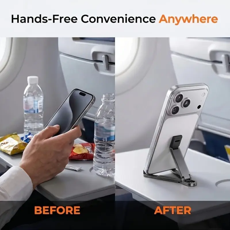 Mini Foldable Cell Phone Holder with Keychain Buckle, Pocket-Sized Portable Phone Stand, Adjustable Desktop Mount for Office and Home Use
