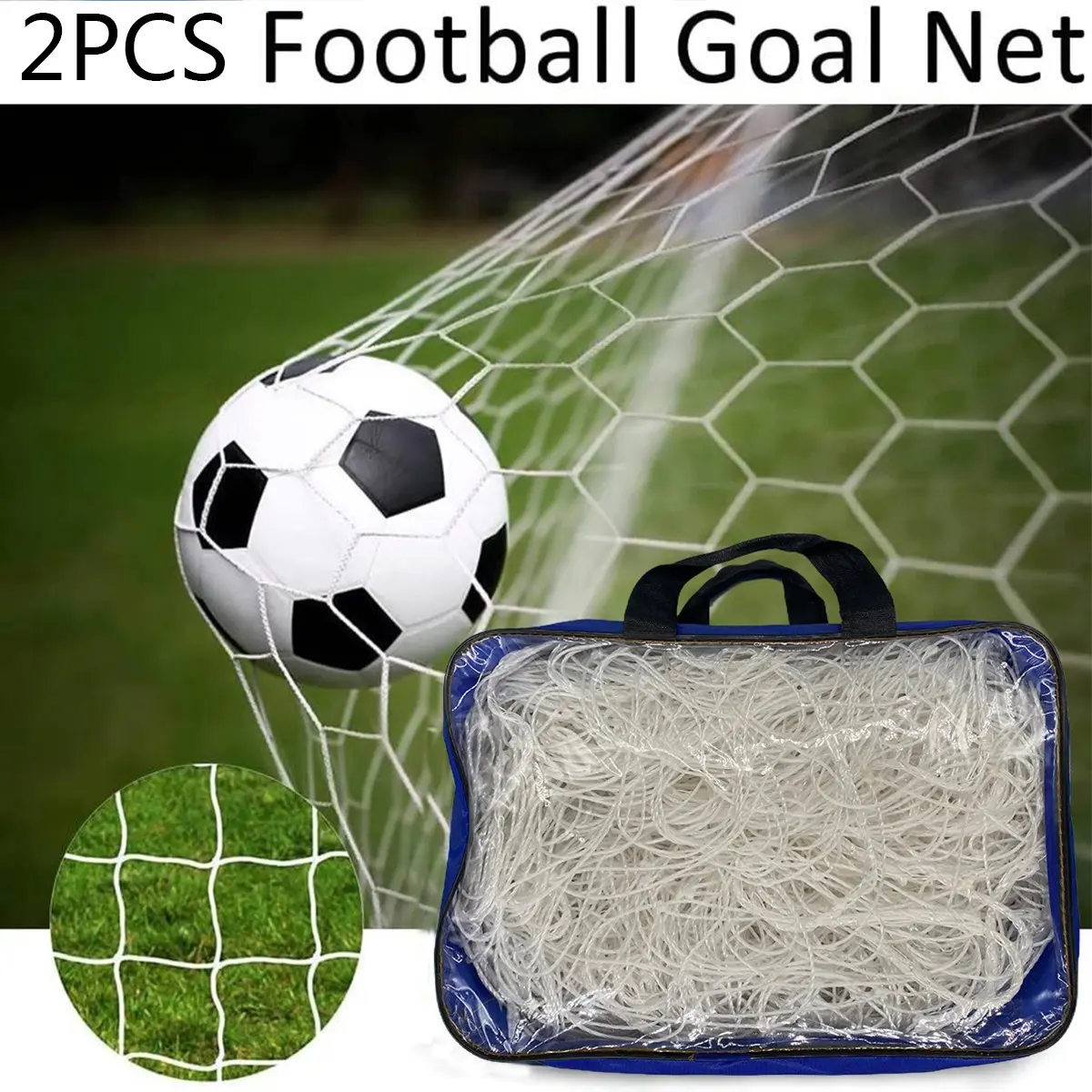 Football Net Set, Pe Material, 5v5 Training Replacement Net, Elastic Game Net Without Goal Frame, Essential Sports Equipment, Includes Storage Bag