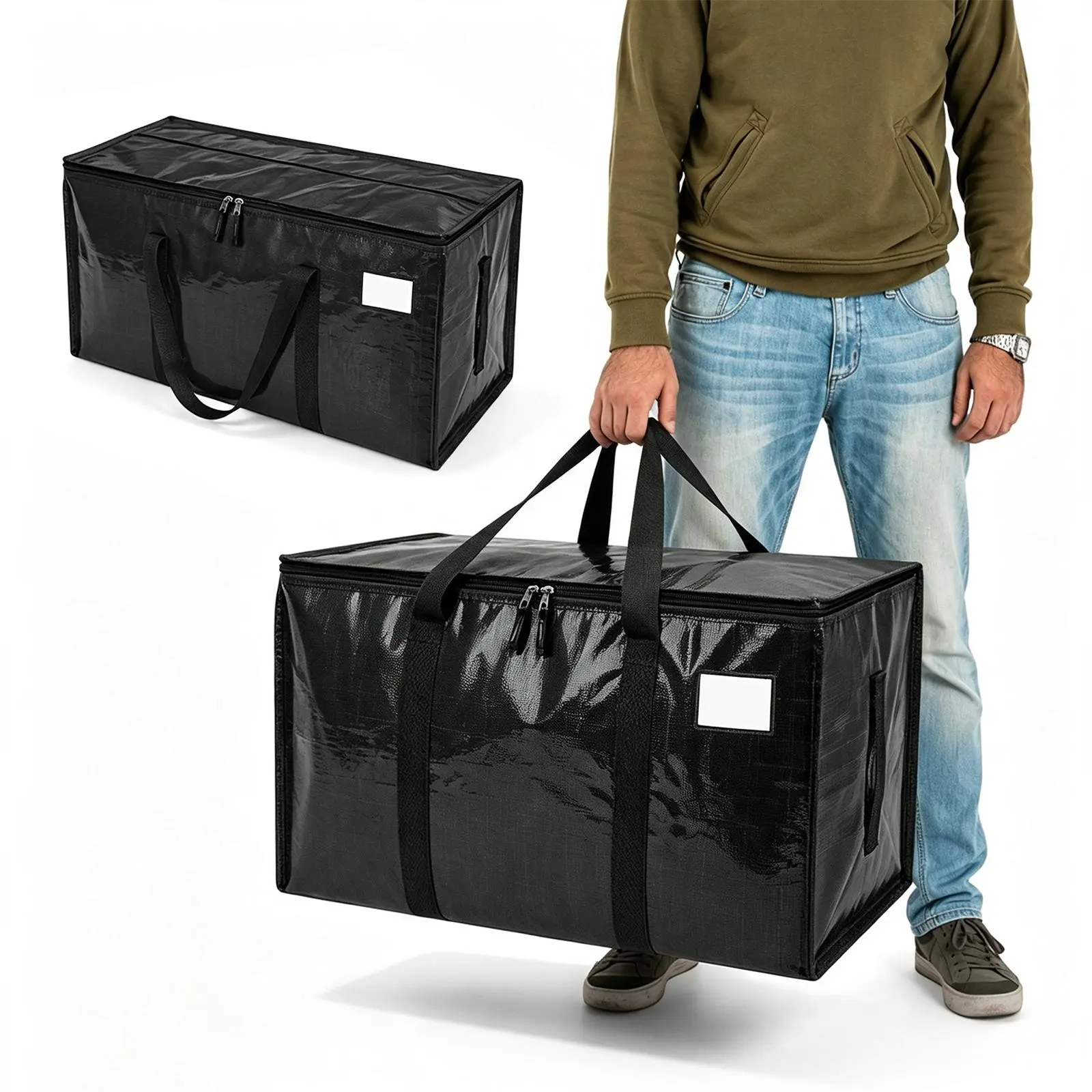 2 Pack-95L Insulated Thermal Storage Bags 28"x13"x15", Water Resistant Zipper Cooler Totes for Grocery Catering Moving #HomeStorageEssentials #SummerGear