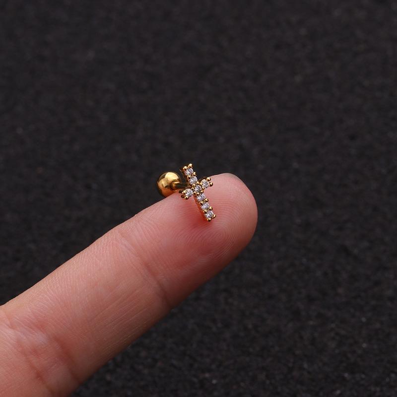 16G Gold CZ Internally Threaded Labret Set, 316L Stainless Steel Cartilage Stud Pack, Hypoallergenic Internally Threaded Nose Studs for Women Men