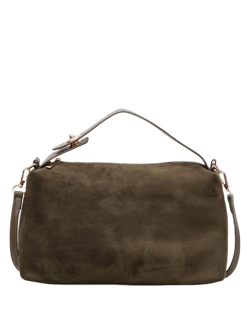 American Minimalist Vintage Suede Top-Handle Bag, Zipper Closure, Versatile Daily Handbag for Work & Casual