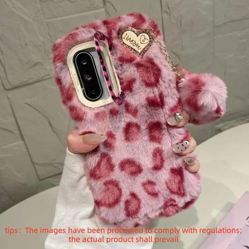Premium leopard print fluffy phone case with  stand, shockproof and wear-resistant, stylish and practical protective case Cover. For Samsung S23/S24/S25/S26 Plus/Ultra, A56/A55/A36/A16/A17 etc.