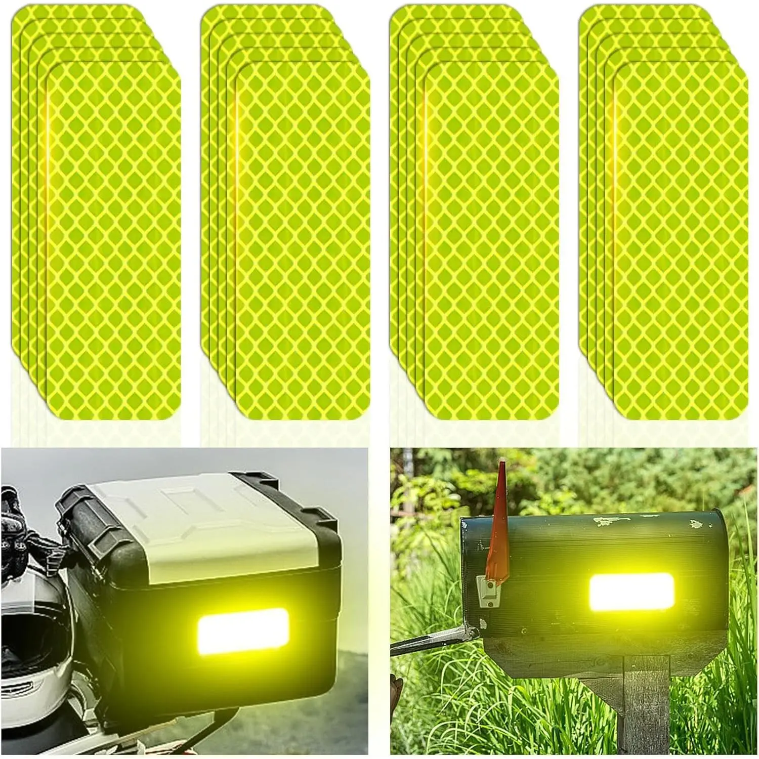 Reflective Stickers Super Reflection, Safety Reflective Tape for Car Trailer Truck Bike Motorcycle, 20 Pcs Fluorescent Yellow-Green Outdoor Waterproof 3.15" X 1.18"Gift