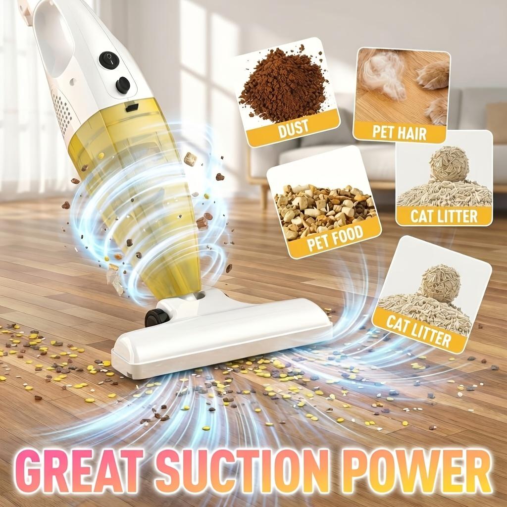 500W Corded Stick Vacuum Cleaner with 10 Accessories, 15KPa Powerful Suction, 2-in-1 Lightweight Handheld Vacuum Cleaner, Equipped with HEPA Filter, Silent Portable Dust Remover, Suitable for Hard Floors, Carpets, Pet Hair, Sofas, and Dormitories, Yellow