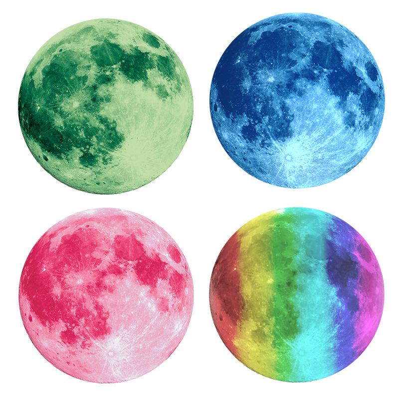 Glow-in-the-Dark Moon Wall Decal – Decorative Luminous Moon Sticker (Green / Blue / Pink Glow)