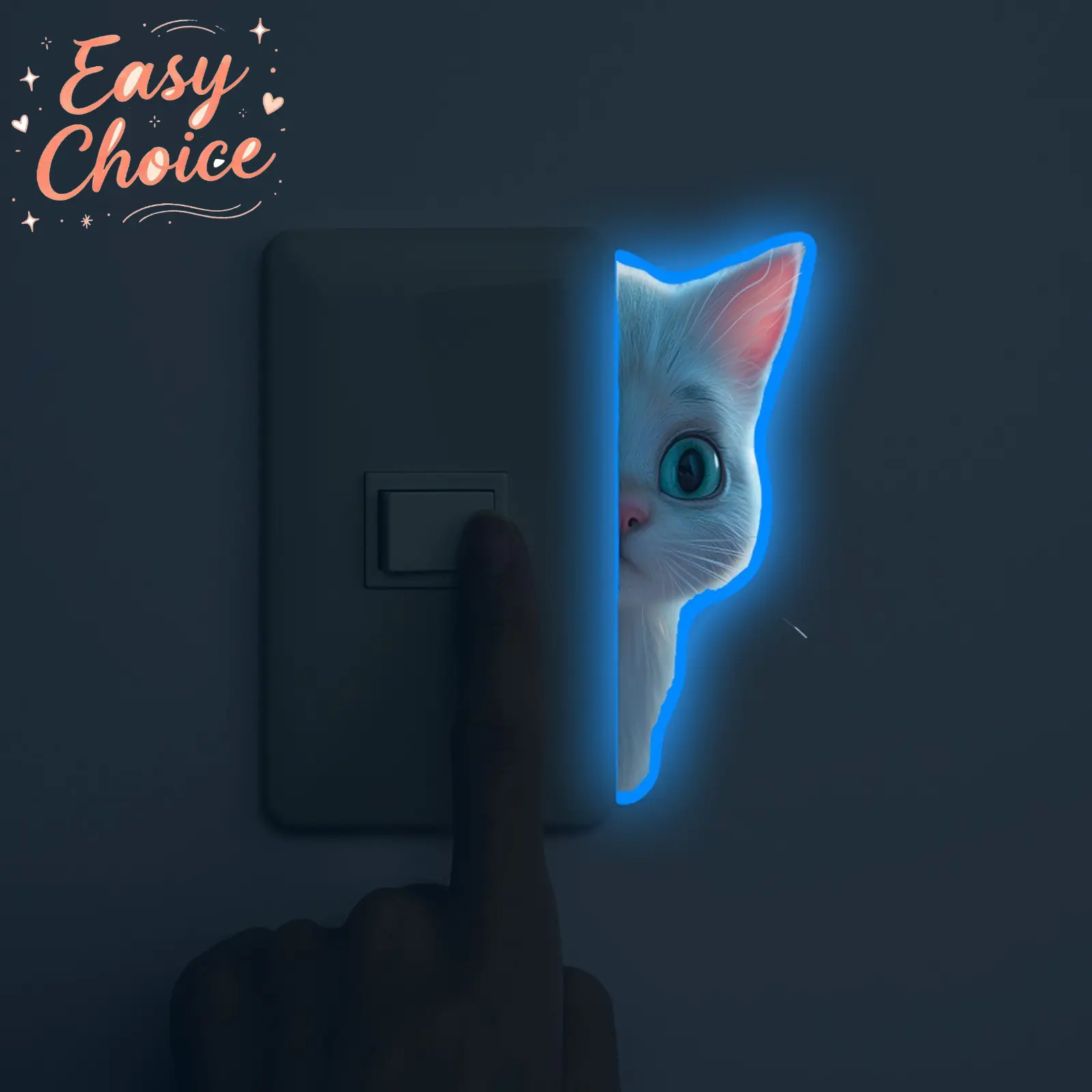 4/2Pcs Glow‑in‑The‑Dark Hide‑and‑Seek Wall Stickers, Creative Fluorescent Waterproof Self‑Adhesive Light Switch Decals, Fun Decor for Living Room & Bedroom