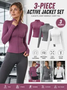 Women's All Season Zipper Long Sleeve Stand Collar Sport Jacket, Sun Protection Windproof Running Fitness Yoga Top S-3xl, Sports Yoga Jacket, Workout Jackets, Gym Jacket