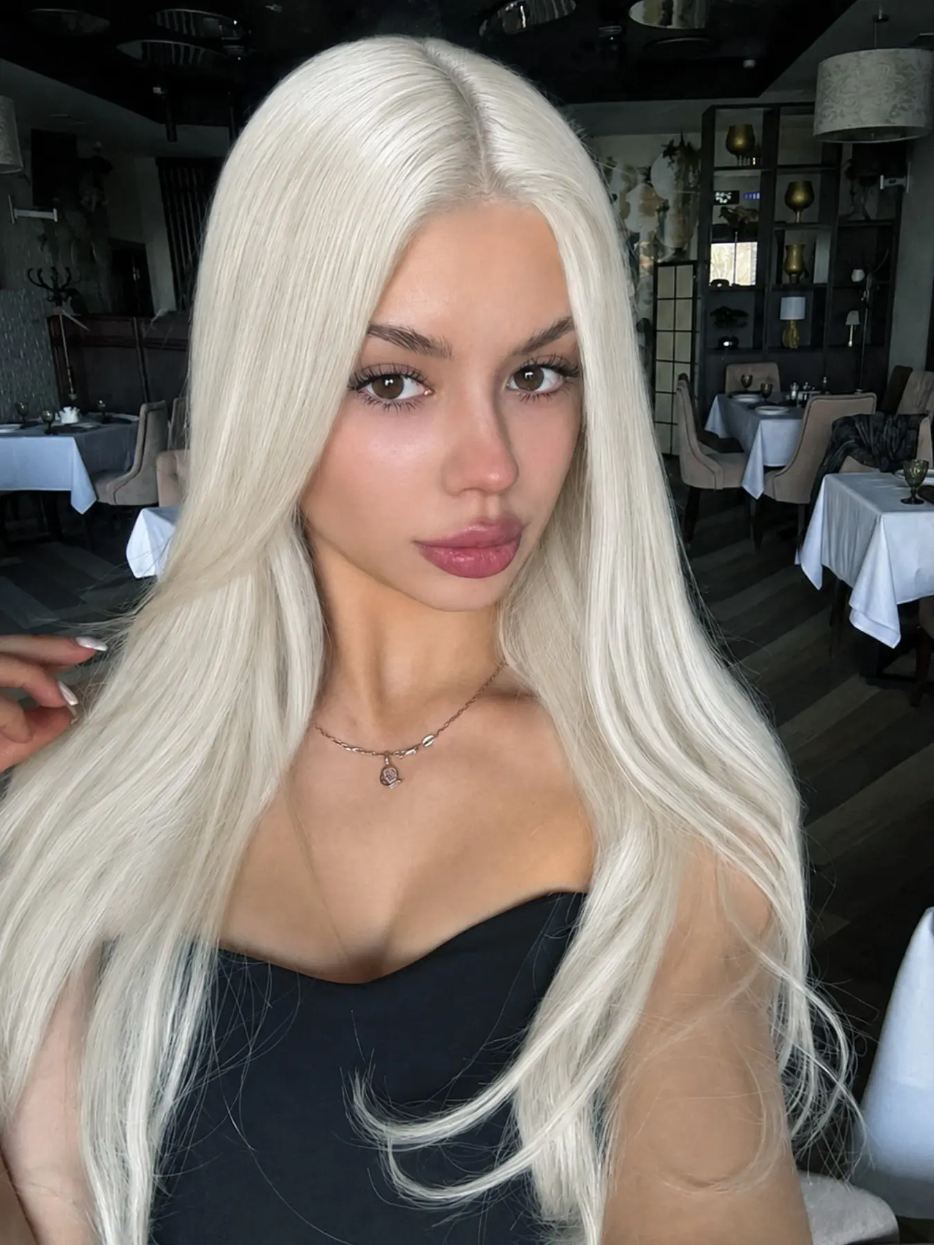 26 Inch Pure White Straight Hair Lace Front Wig Heat Resistant Synthetic Hair Natural Hairline Perfect for Daily Wear & Parties Lace Frontal Wigs