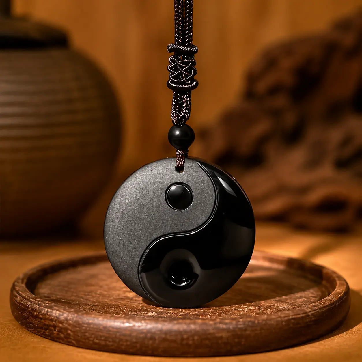 Black Obsidian Pendant Necklace for Men Women with Yin Yang Balance Design, Feng Shui Jewelry to Restore Inner Harmony, Fashion Jewelry Trends - Choking Hazard Small Parts, Spiritual Jewelry