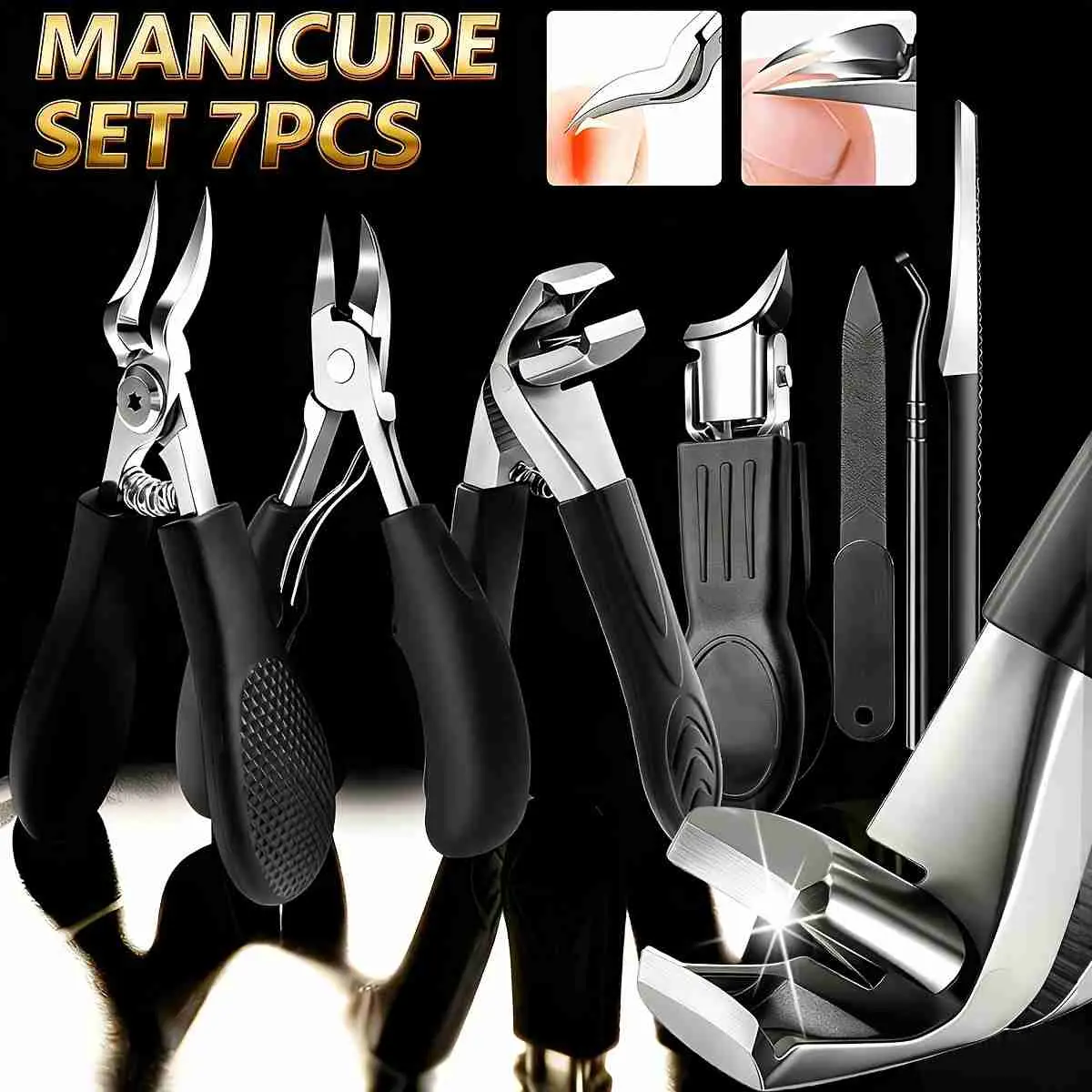 Heavy-Duty Nail Clipper Set for Thick & Ingrown Toenails - Professional Stainless Steel Pedicure Kit for Men & Women, Sharp Clippers, Cuticle Nipper, Nail File & Grooming Tools, Salon-Quality Care Gift