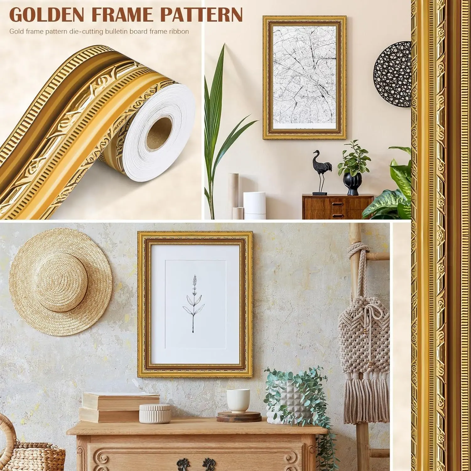 Vintage Frame Bulletin Board Border, Sticker for Blackboard Party Decoration, Wall Office Announcement Board Decor