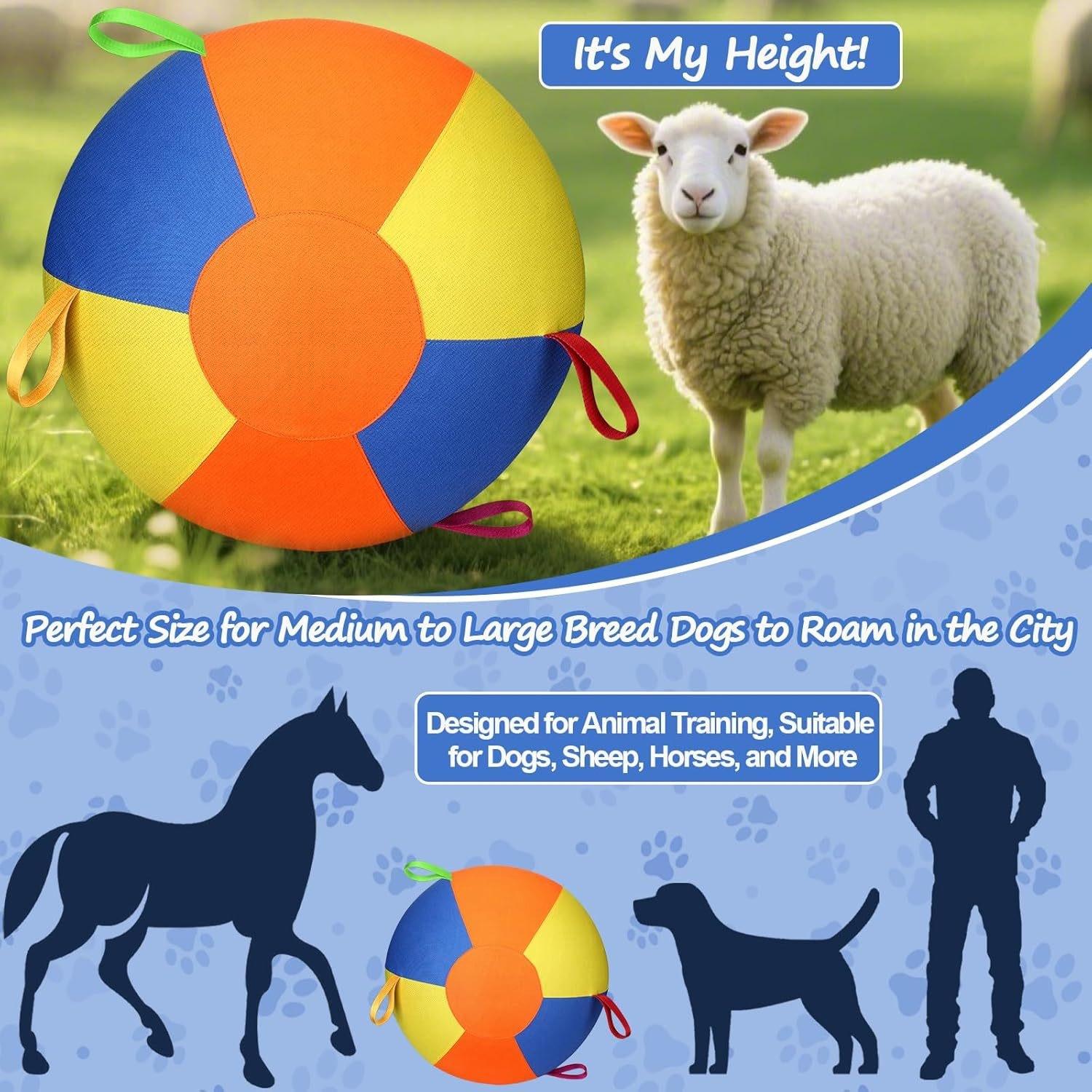 Upgraded Solid Color Polyester Herding Ball Durable Inflatable Training Play Ball for Sheep Horse Dog Farm Pet Exercise Game Toy
