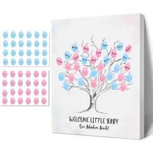 Shower Guest Book,  Fingerprint Tree Sign,   Ideas,  Reveal Party Decorations, Canvas Decor for Boy and Girl  Shower