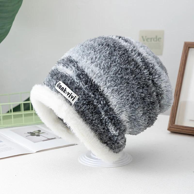 Hot Sale Loose Chic Hat Lazy Style Gradient Beanie Hat Fashion Winter Hats For Women Streetwear Multicolour Warm Hats For Girl