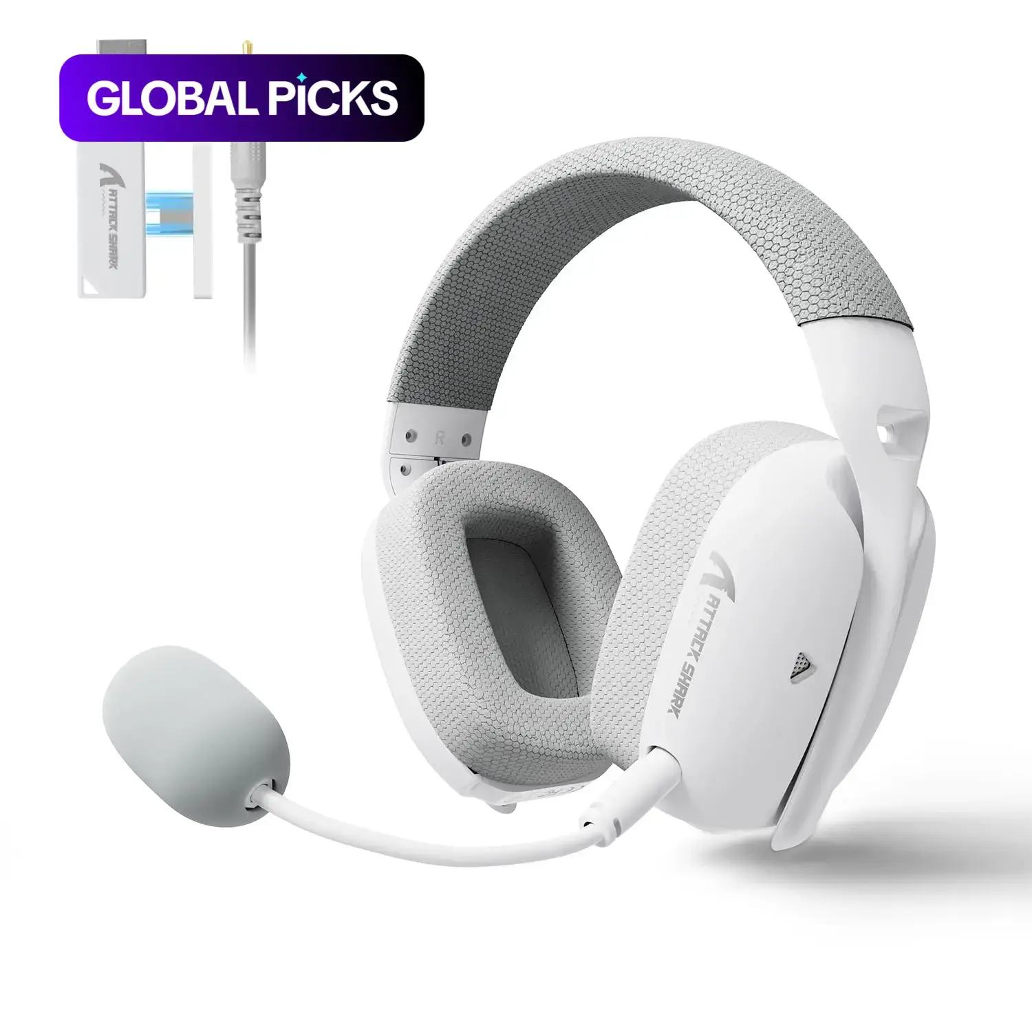 ATTACK SHARK L80PRO Wireless PC Gaming Headset, Built-In Detachable Dual Microphone, Lightweight Headphone with Tri-Mode (2.4GHz USB-C & A Dongle / BT / Wired), Gaming Accessory #GLOBAL PICKS