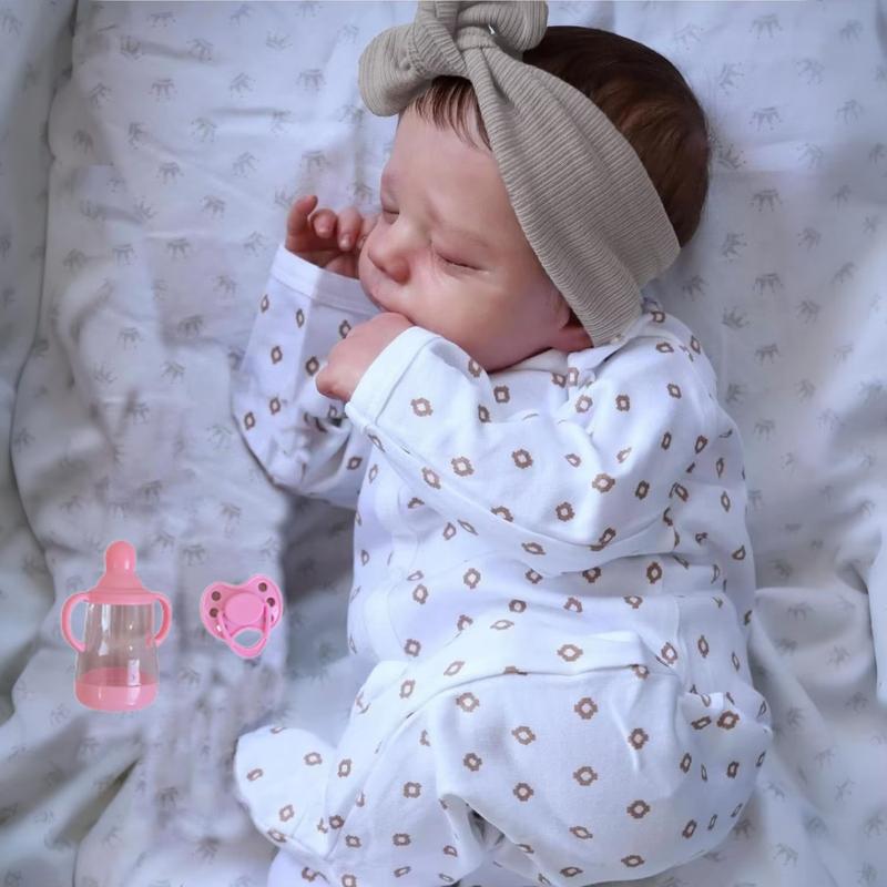 Whimsy & Wit-50cm/20inch Reborn Baby Doll Toy| Vinyl Limbs and Cloth Body, Handmade Fashion, Includes Pacifier, Diaper, Bottle| and Mixed Color,Realistic Weighted Reborn Baby Doll,Birthday Gift toy sleeping