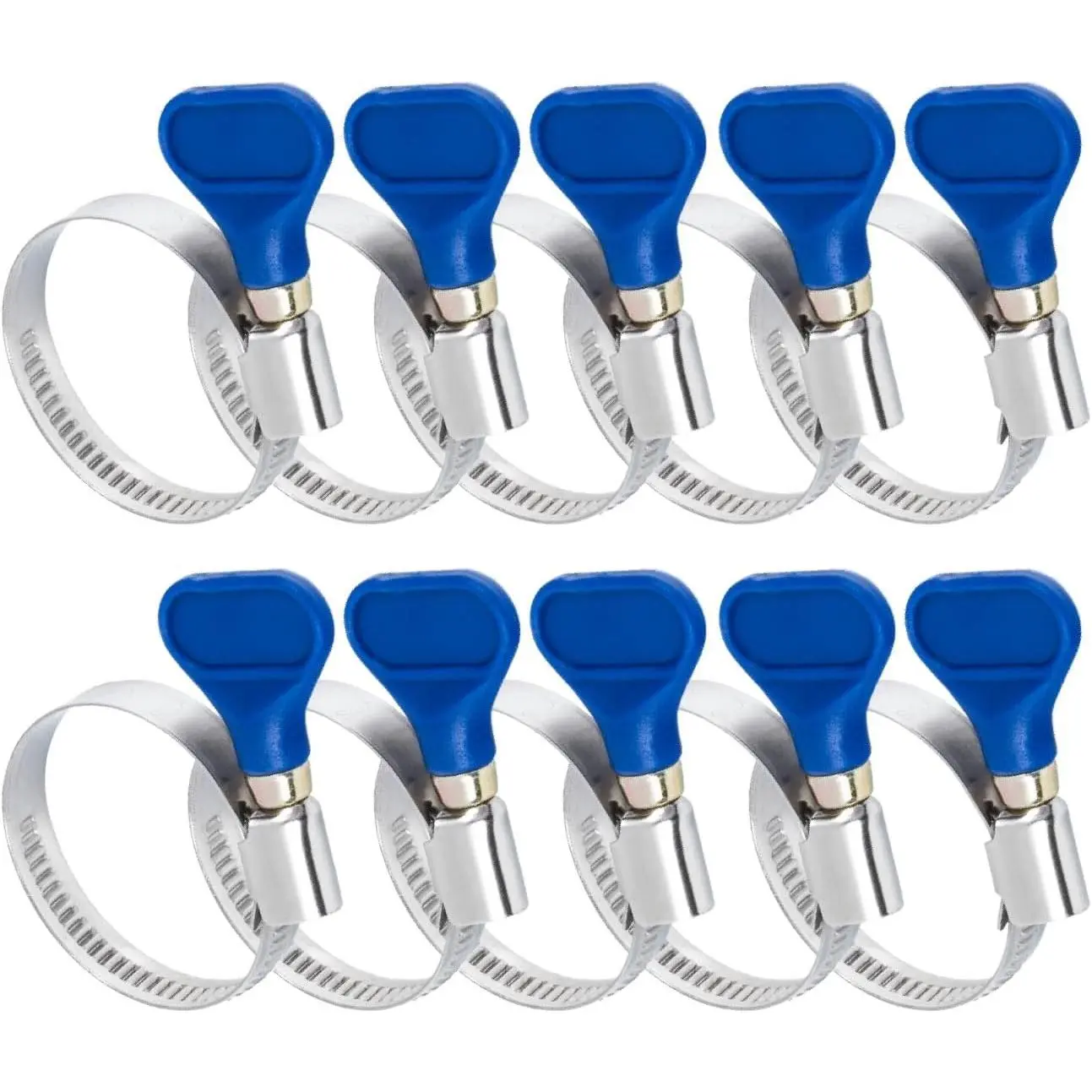 70247-P2 1-1/2 Inch Key Hose Clamps, Adjustable Stainless Steel Thumb Screw Hose Clamps for Dust Collection, PVC Tubing, Pool Hose Clamp, Pipe Clamp, Worm Gear Clamp, 10 pack