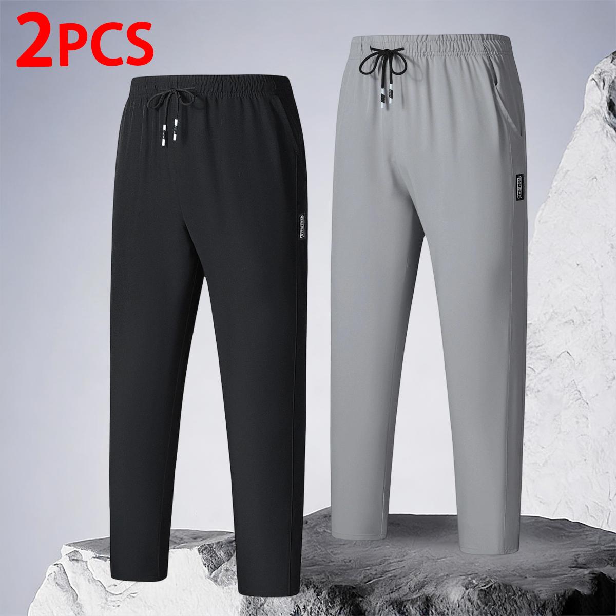 Ultra Stretch Mens Quick Dry Athletic Pants Casual Drawstring Tapered Track Pants for Gym Workouts and Running