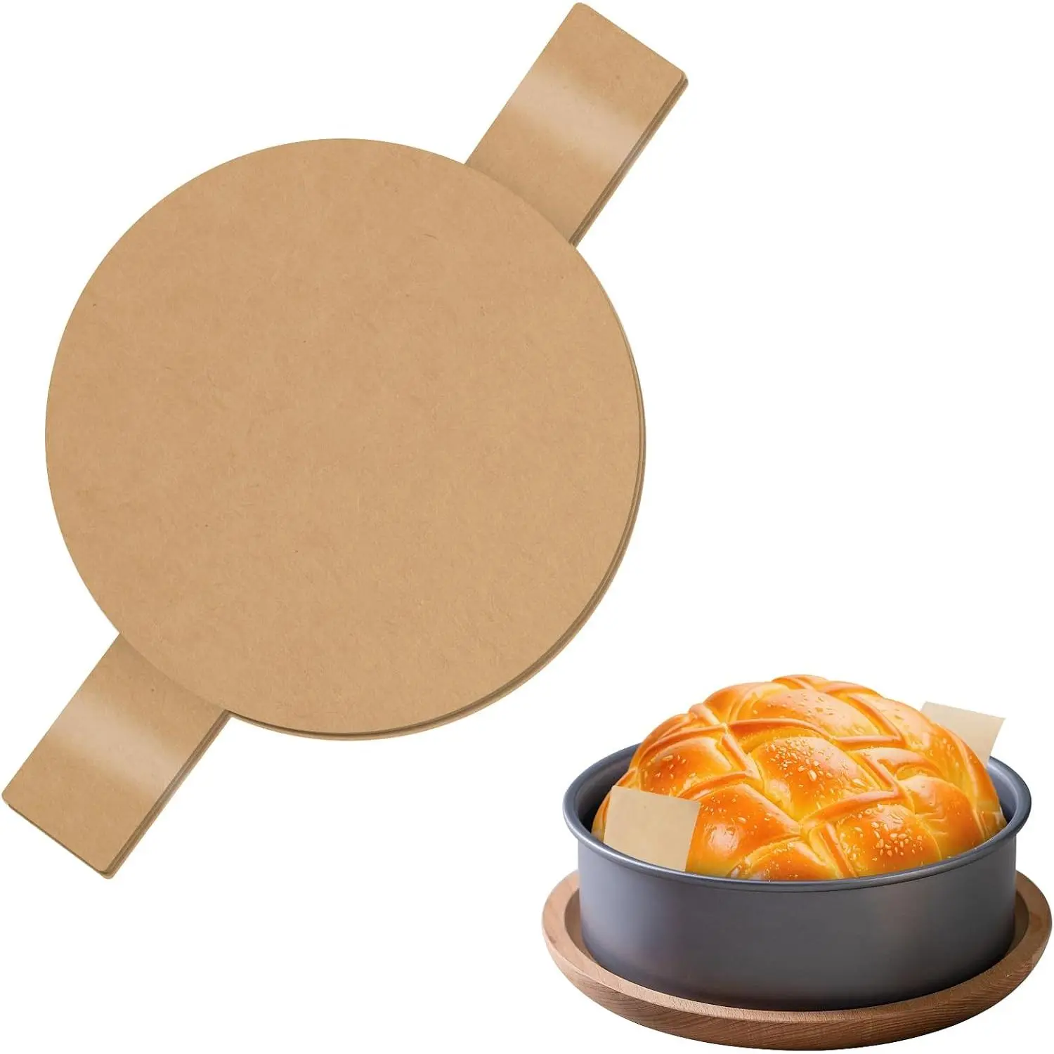 Round  Paper with Handles, 6 Inch 100 Pack | Unbleached Non-Stick Paper; Sourdough Bread Sling; Fits Dutch Oven, Cake Pan, Airfryer, Loaf Pan, Tortilla Press, Crock Pot