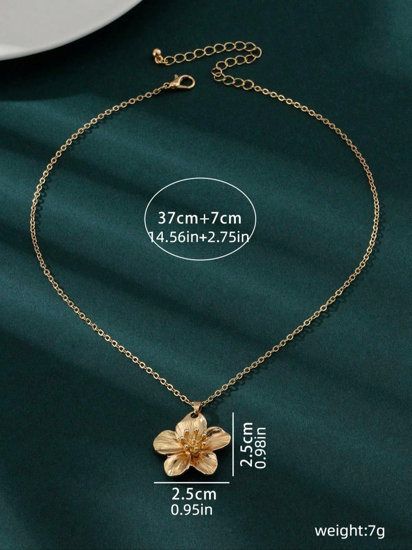 Flower Design Pendant & Chain Statement Necklace for Women, Dainty Elegant Necklace, Fashion Jewelry for Party, Daily Clothing Decor, Trendy Charm Necklaces for Birthday Gift, Chic Gorgeous Jewelry, Fashion Accessory, Non Tarnish Jewelry