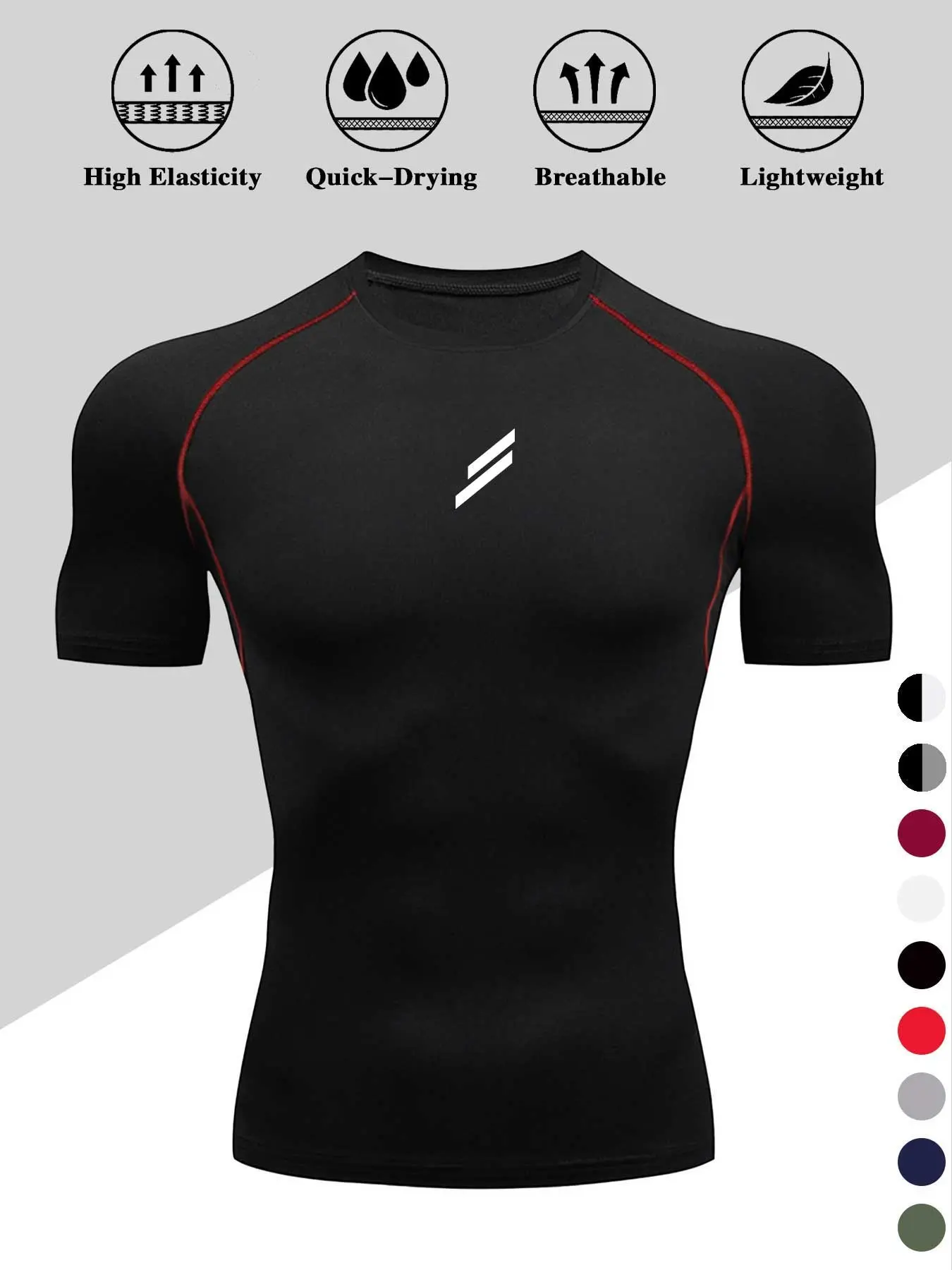 Men's Quick-Dry Sport T-Shirt, Printed Slim Fit Gym Top, Activewear, Ideal for Running, Training, Martial Arts, Non-See-Through