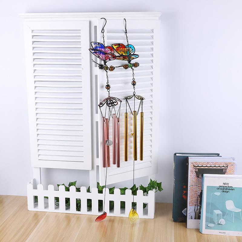 Butterfly Wind Chime — Creative Metal & Glass Painted Iron Art Hanging Ornament