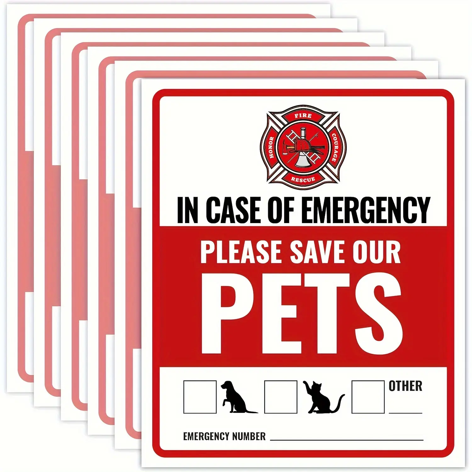 4-Pack Emergency Pet Alert Stickers, UV Resistant & Waterproof, Dog Safety Rescue Sign for Fires and Emergencies - High Visibility, Easy to Apply