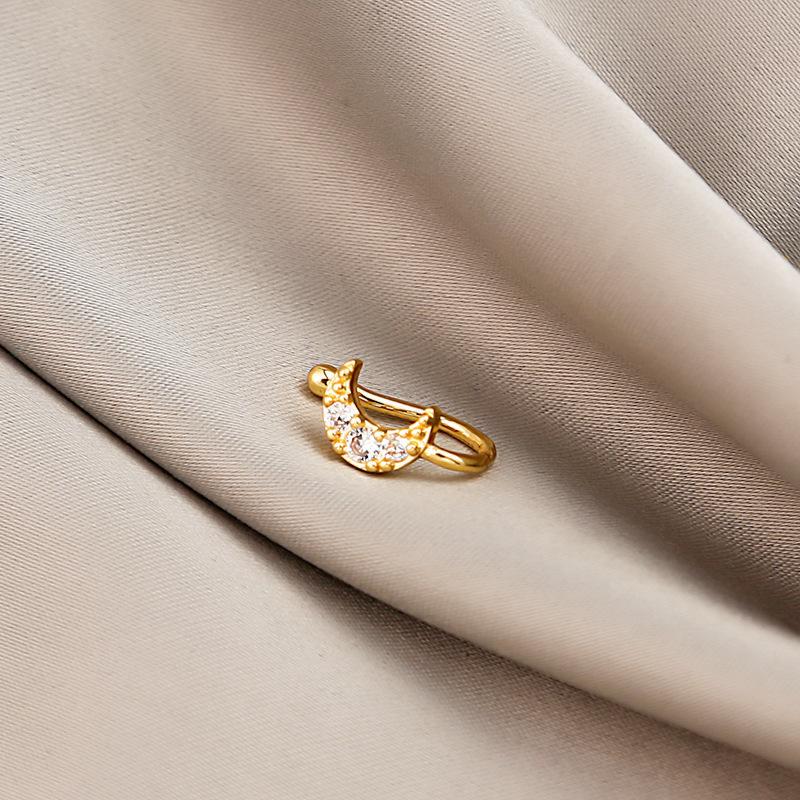 New star-shaped nose ring, simple U-shaped copper micro-inlaid non-piercing nose stud, trendy accessory