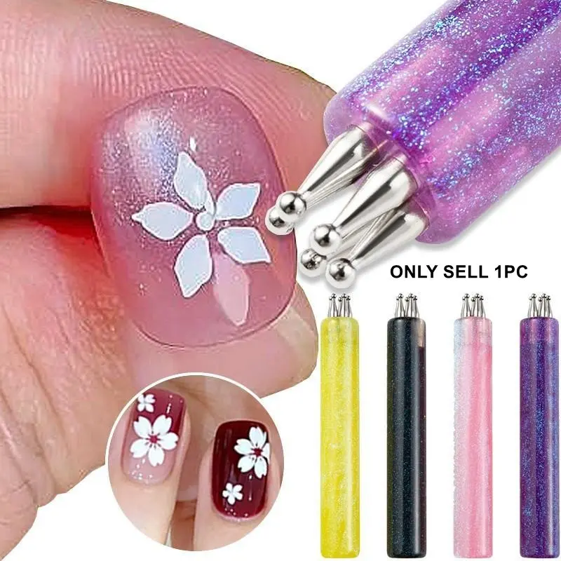 5 Point Nail Art Dotting Pen Flower Petal Dotting Tool Acrylic Handle DIY Nail Design Drawing Painting Rhinestones Manicure Tool Star Pattern Rhinestones Nail Art Supplies