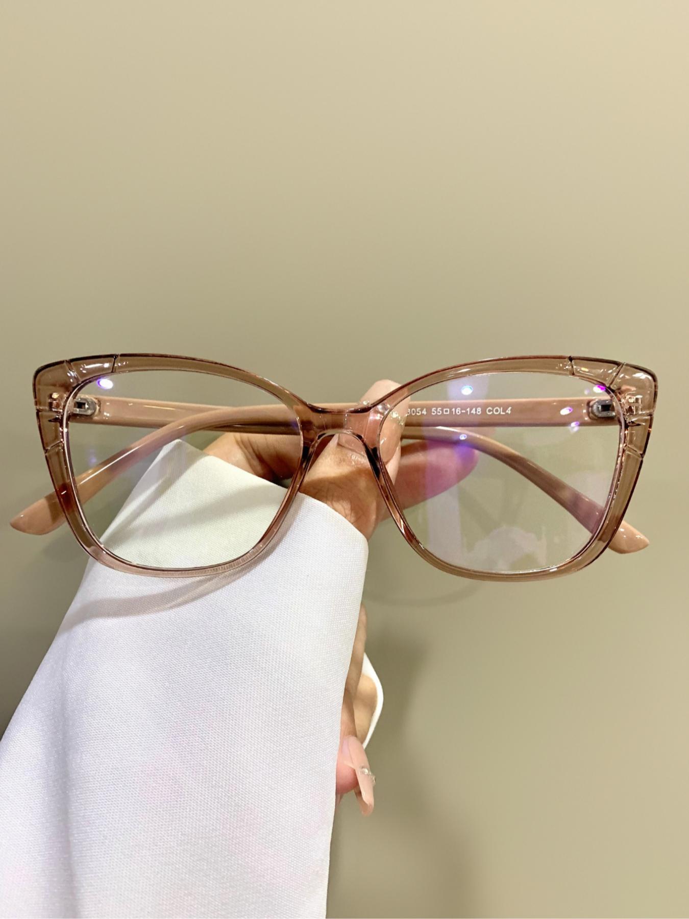 Cat Eye Glasses Fashion Trendy Simple Flat Glasses for Women Men, Casual Style PC Lens, All Seasons Wear, Unisex Eyewear, Lightweight Durable Glasses