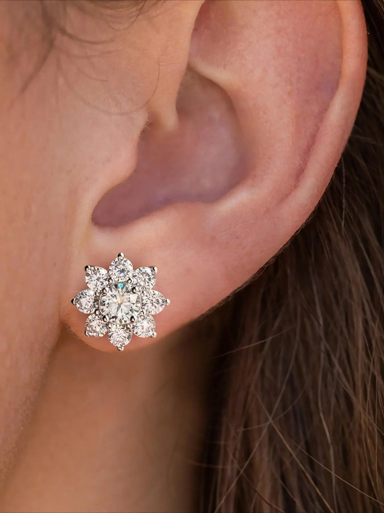 Elegant 5mm Zircon Flower Earrings for Women, S925 Silver Jewelry, Perfect Gift for Mother's Day, Valentine's Day, Birthday, Wedding, Anniversary