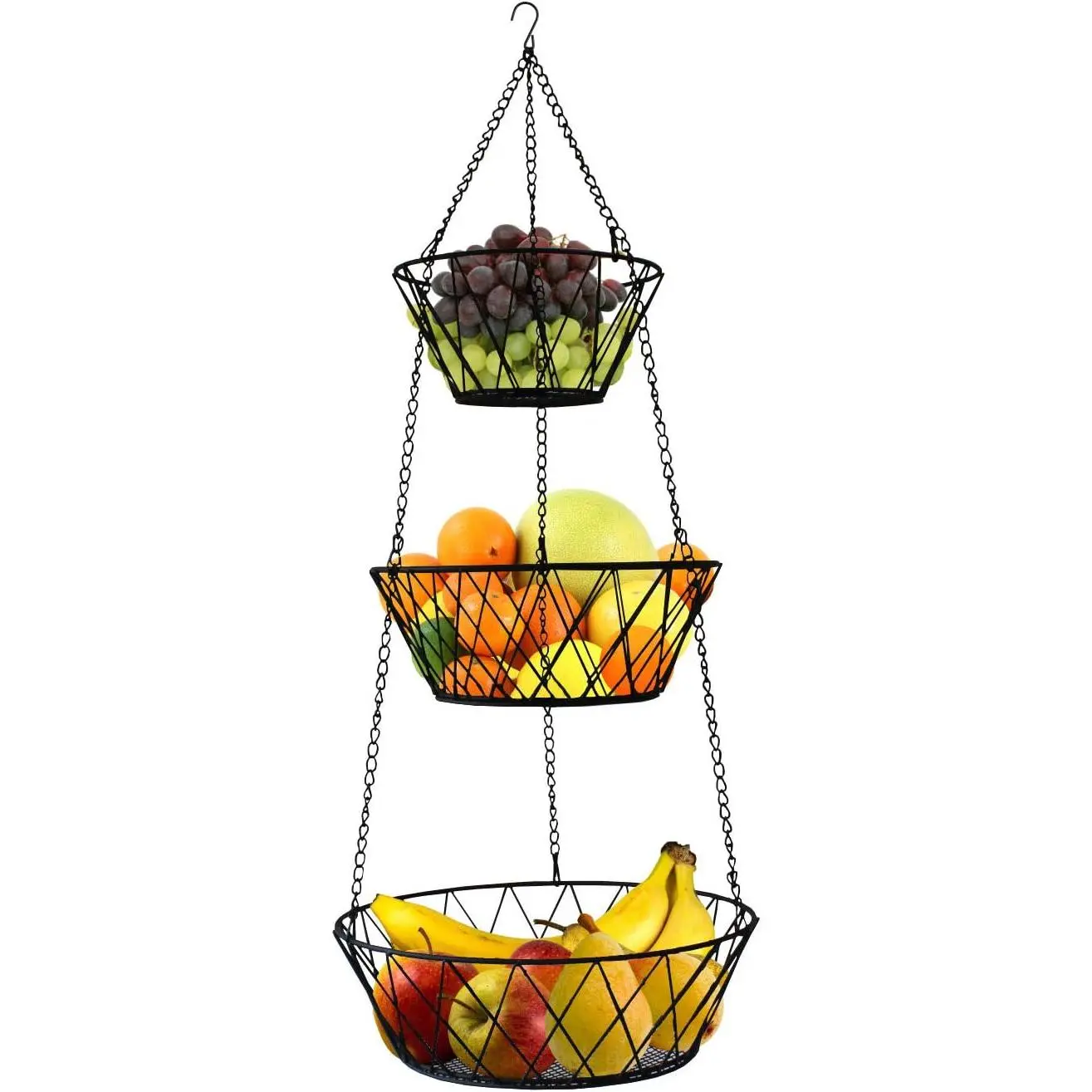 3 Tier Hanging Kitchen Black Fruit Basket