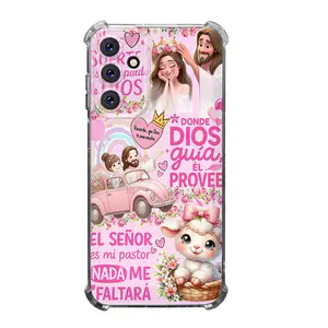 Christian with Bible phrases and pink design Soft and transparent TPU phone case with cartoon and anime patterns, compatible with Samsung Galaxy Ultra Plus FE Edge, Motorola, OPPO Reno, Realme, Xiaomi, Redmi, Honor, Infinix, Tecno Smart,