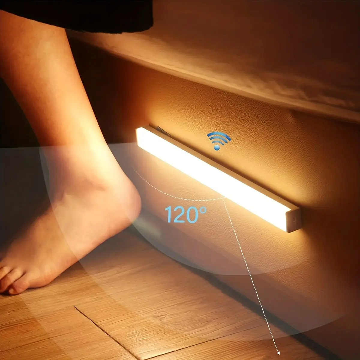 1pc Modern LED Motion Sensor Cabinet Light with Magnetic USB Charging, Wireless Motion Detection, Ultra-Thin Slim Profile, Magnetic Ceiling/Wall/Bedside Lighting for Kitchen, Wardrobe, Bathroom, Display Cabinet - Smart Lighting