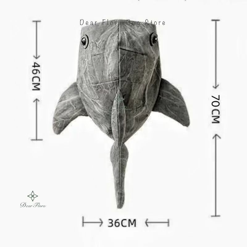 Y2K Funny Whale Shark Shape Backpack Durable Large Capacity Travel Bag Women Men Cute Outdoor Cartoon Knapsack Student Schoolbag