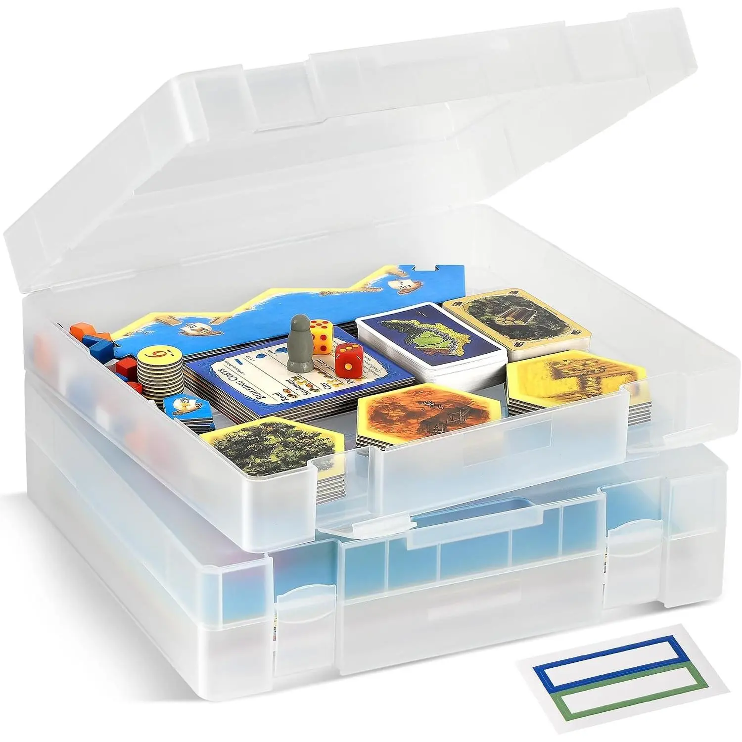 2-Pack Transparent Stackable Art & Craft Storage Cases – Tall Thick Plastic Organizer Containers for 8.5 x 11 Inch Papers, Projects & Supplies, 12.4 x 10.8 x 3.1 Inches