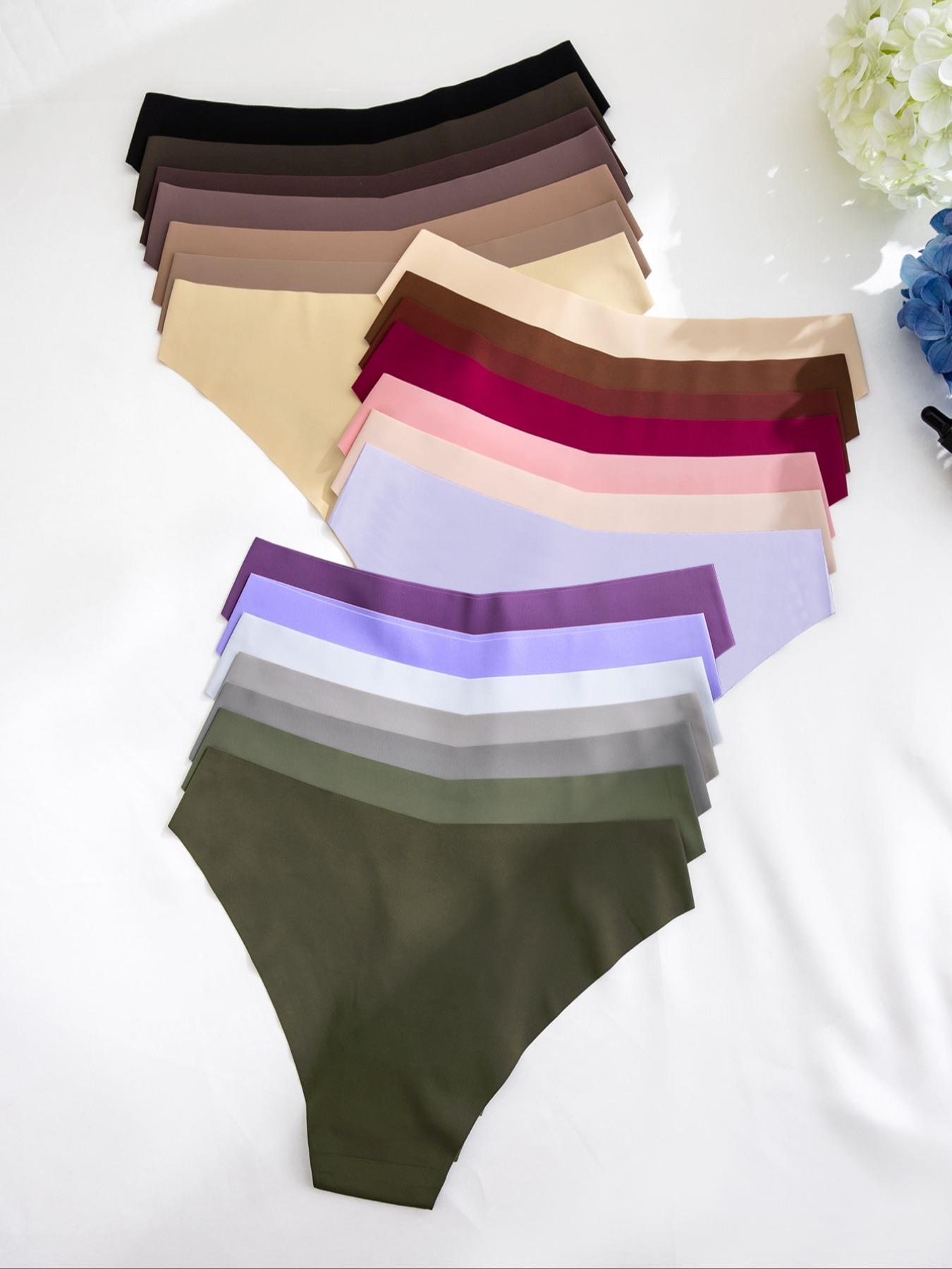 Women's Solid Color Drop Waist Seamless Knicker, Soft Comfy Breathable Panty for Daily Wear, Underwear for All Seasons Option, Fashion Comfy Underwear