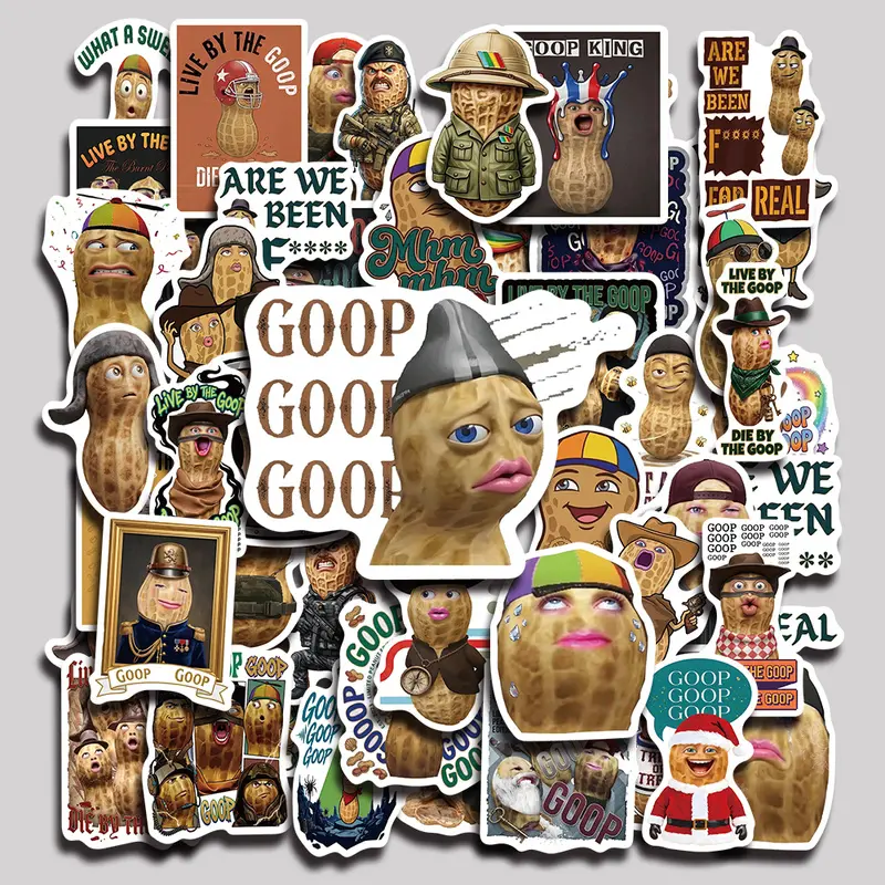 50PCS Burnt Peanut GOOP Meme Aesthetic Vinyl Stickers Pack for Laptop Water Bottle Phone Case Skateboard Journal Scrapbook DIY Decoration