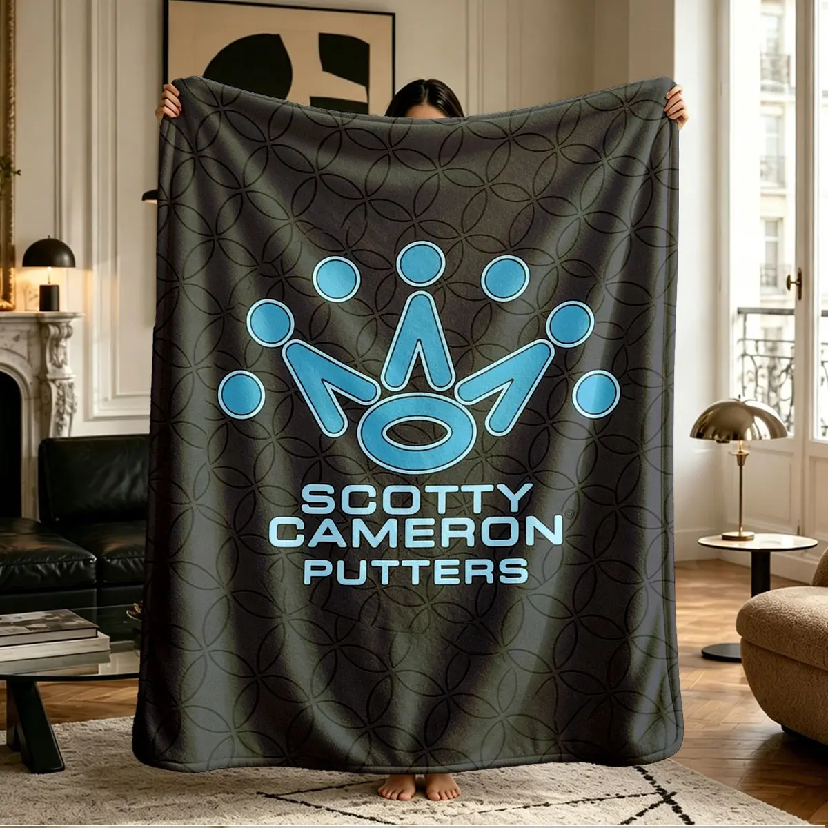 Scotty Cameron Golf Crown Print, Warm and Comfortable, Flannel Cozy Blanket, Ideal for Bed, Sofa, Office, Camping, Travel