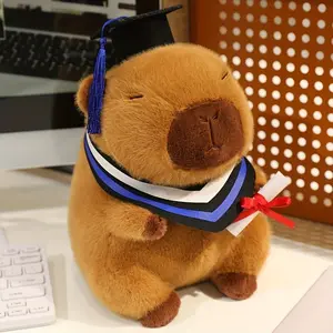 Cute Capybara Doctor Plush Pillow Stuffed Toy, Graduation Gown Decoration, Student Gift for Graduation Season, Adorable Water Buffalo Doll