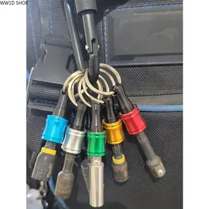 Hex Shank Drill Bit Holder Keychain  Hex Shank Drill Bit Holder Keychain, Quick Change Screwdriver Bit Organizer with Extension Rod, Portable Tool Accessory for Work Use